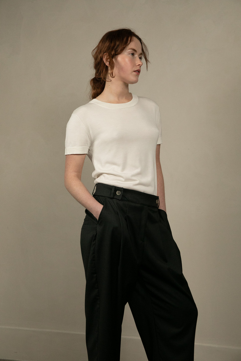 IVORY LUXE SILK KNITTED T-SHIRT 